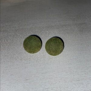 Green Round Velvet Stud Earrings